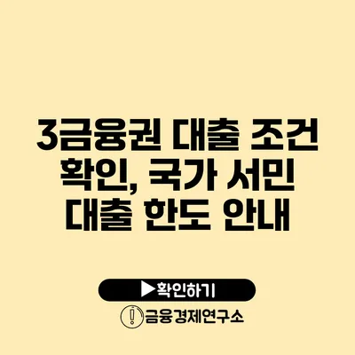 3금융권 대출 조건 확인, 국가 서민 대출 한도 안내