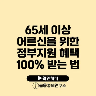 65세 이상 어르신을 위한 정부지원 혜택 100% 받는 법