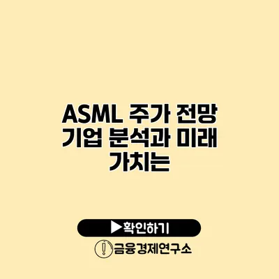 ASML 주가 전망 기업 분석과 미래 가치는?