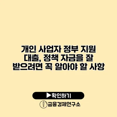 개인 사업자 정부 지원 대출, 정책 자금을 잘 받으려면 꼭 알아야 할 사항