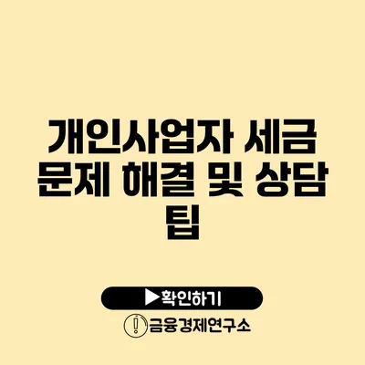 개인사업자 세금 문제 해결 및 상담 팁