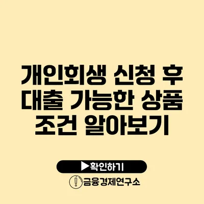 개인회생 신청 후 대출 가능한 상품 조건 알아보기