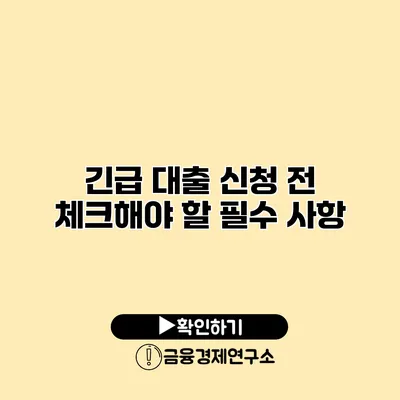 긴급 대출 신청 전 체크해야 할 필수 사항