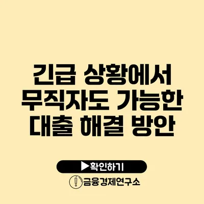 긴급 상황에서 무직자도 가능한 대출 해결 방안