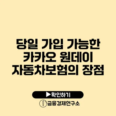 당일 가입 가능한 카카오 원데이 자동차보험의 장점