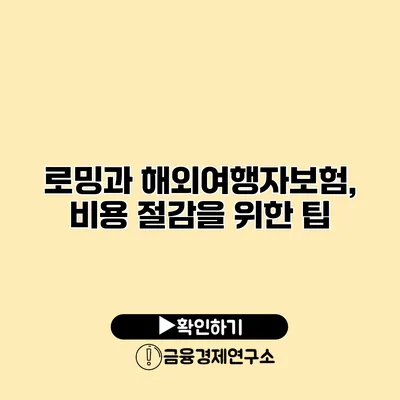 로밍과 해외여행자보험, 비용 절감을 위한 팁