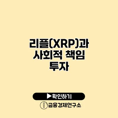 리플(XRP)과 사회적 책임 투자