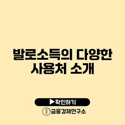 발로소득의 다양한 사용처 소개