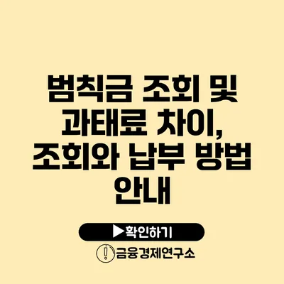 범칙금 조회 및 과태료 차이, 조회와 납부 방법 안내