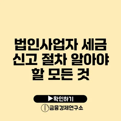 법인사업자 세금 신고 절차 알아야 할 모든 것