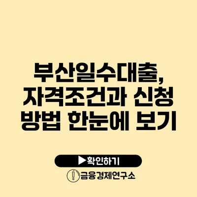 부산일수대출, 자격조건과 신청 방법 한눈에 보기