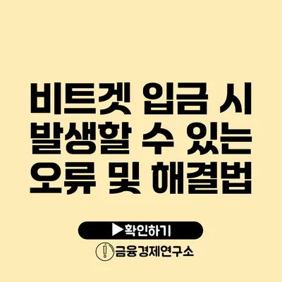 비트겟 입금 시 발생할 수 있는 오류 및 해결법