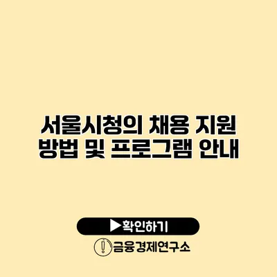 서울시청의 채용 지원 방법 및 프로그램 안내