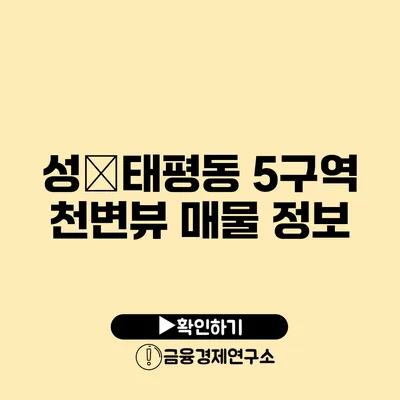 성�태평동 5구역 천변뷰 매물 정보