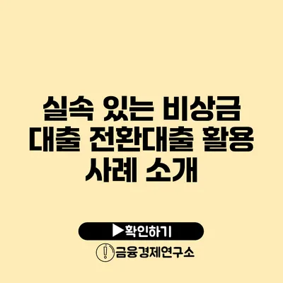 실속 있는 비상금 대출 전환대출 활용 사례 소개