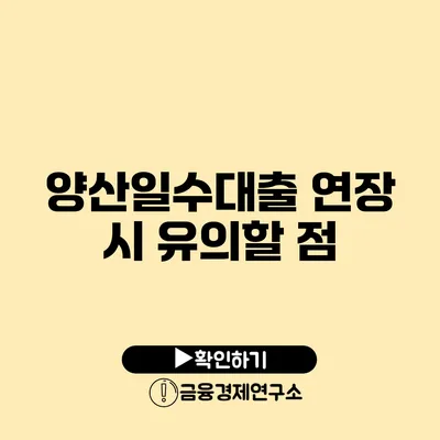 양산일수대출 연장 시 유의할 점