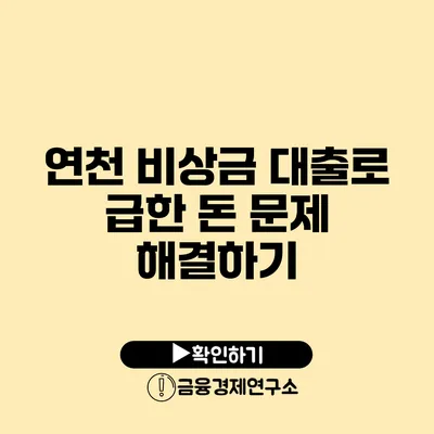 연천 비상금 대출로 급한 돈 문제 해결하기