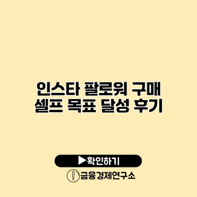 인스타 팔로워 구매 셀프 목표 달성 후기