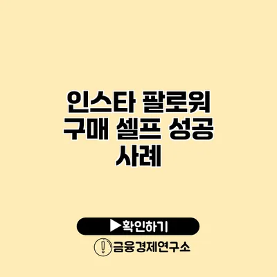 인스타 팔로워 구매 셀프 성공 사례