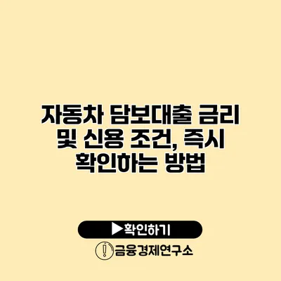 자동차 담보대출 금리 및 신용 조건, 즉시 확인하는 방법