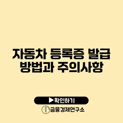 자동차 등록증 발급 방법과 주의사항