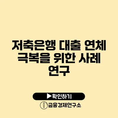 저축은행 대출 연체 극복을 위한 사례 연구