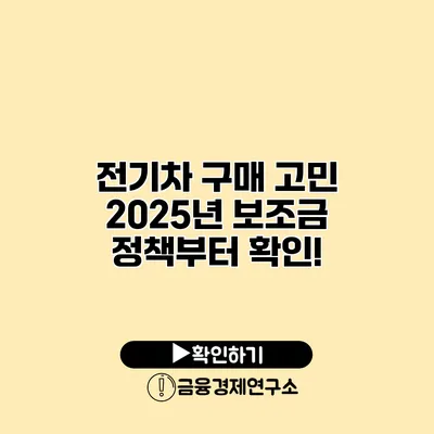 전기차 구매 고민? 2025년 보조금 정책부터 확인!