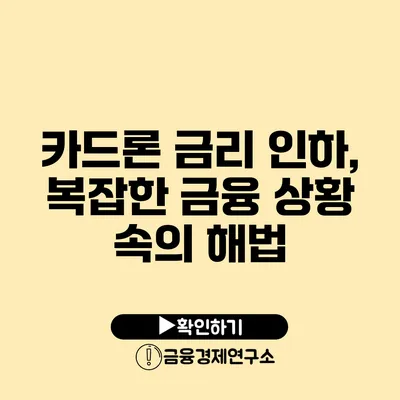 카드론 금리 인하, 복잡한 금융 상황 속의 해법