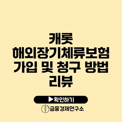 캐롯 해외장기체류보험 가입 및 청구 방법 리뷰