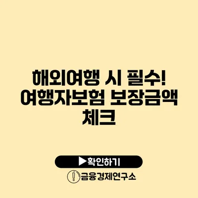 해외여행 시 필수! 여행자보험 보장금액 체크