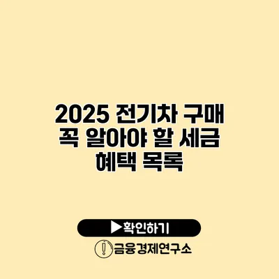 2025 전기차 구매 꼭 알아야 할 세금 혜택 목록