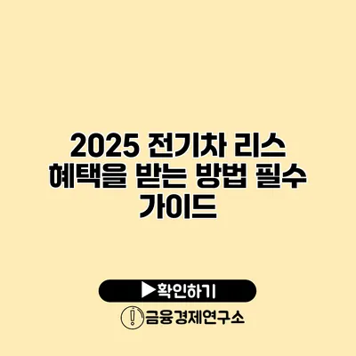 2025 전기차 리스 혜택을 받는 방법 필수 가이드