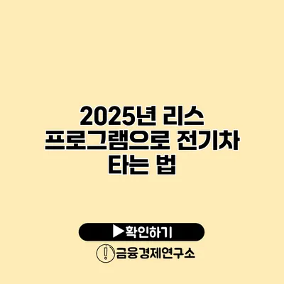 2025년 리스 프로그램으로 전기차 타는 법