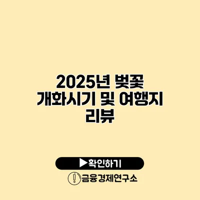 2025년 벚꽃 개화시기 및 여행지 리뷰