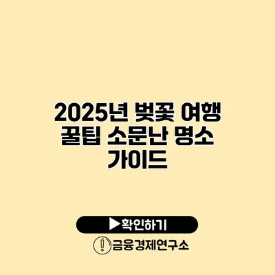 2025년 벚꽃 여행 꿀팁 소문난 명소 가이드