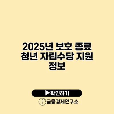 2025년 보호 종료 청년 자립수당 지원 정보