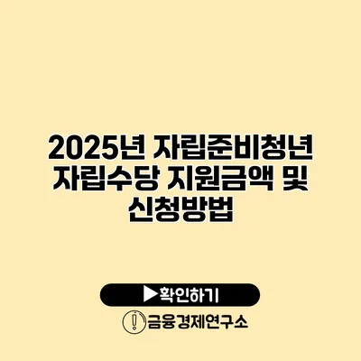 2025년 자립준비청년 자립수당 지원금액 및 신청방법