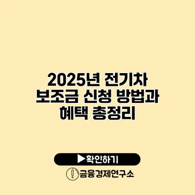 2025년 전기차 보조금 신청 방법과 혜택 총정리