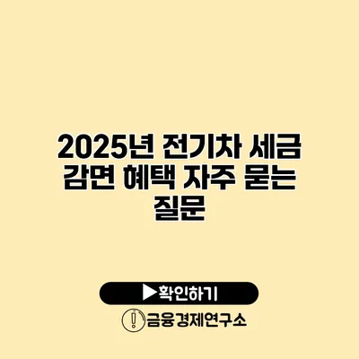 2025년 전기차 세금 감면 혜택 자주 묻는 질문