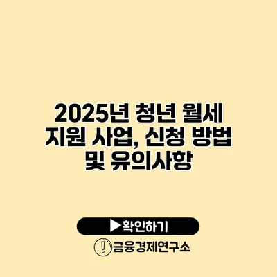2025년 청년 월세 지원 사업, 신청 방법 및 유의사항