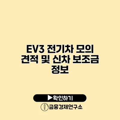 EV3 전기차 모의 견적 및 신차 보조금 정보