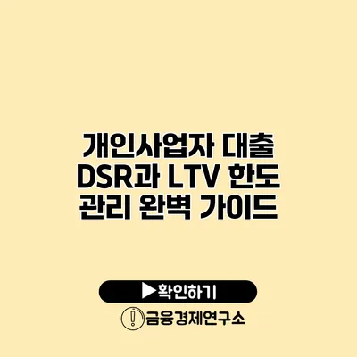 개인사업자 대출 DSR과 LTV 한도 관리 완벽 가이드