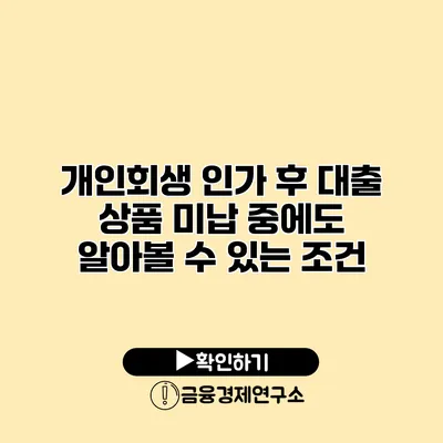 개인회생 인가 후 대출 상품 미납 중에도 알아볼 수 있는 조건