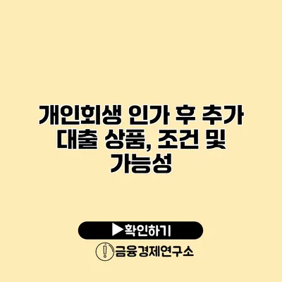 개인회생 인가 후 추가 대출 상품, 조건 및 가능성