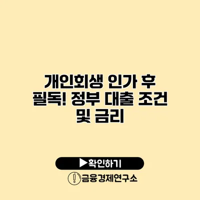 개인회생 인가 후 필독! 정부 대출 조건 및 금리