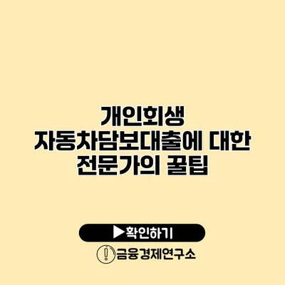 개인회생 자동차담보대출에 대한 전문가의 꿀팁