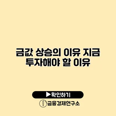 금값 상승의 이유 지금 투자해야 할 이유