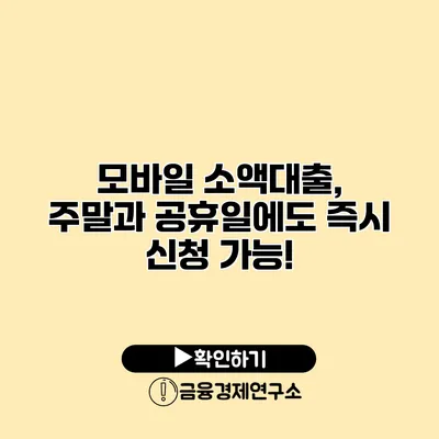 모바일 소액대출, 주말과 공휴일에도 즉시 신청 가능!