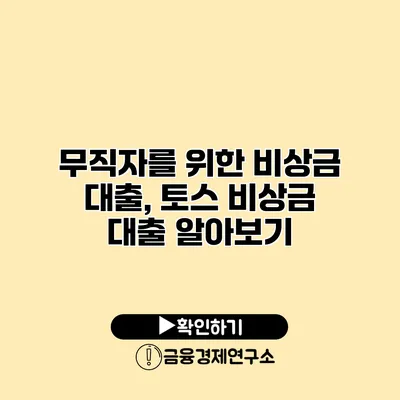 무직자를 위한 비상금 대출, 토스 비상금 대출 알아보기