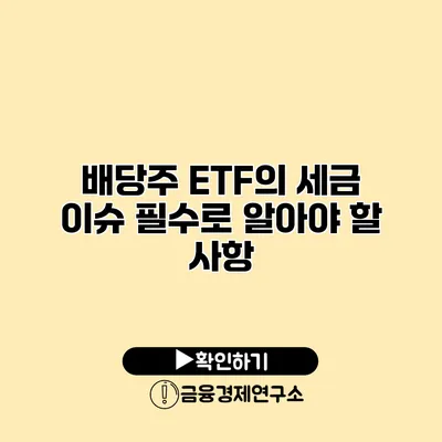 배당주 ETF의 세금 이슈 필수로 알아야 할 사항
